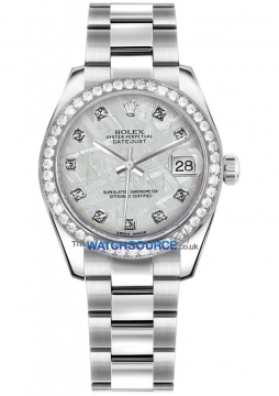 Buy this new Rolex Datejust 31mm Stainless Steel 178384 Meteorite Diamond Oyster ladies watch for the discount price of £16,800.00. UK Retailer.