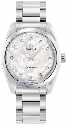 Buy this new Omega Aqua Terra 150m Quartz 28mm 220.10.28.60.55.001 ladies watch for the discount price of £3,520.00. UK Retailer.
