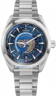 Buy this new Omega Aqua Terra 150M GMT Worldtimer Co-Axial 43mm 220.10.43.22.03.001 mens watch for the discount price of £6,255.00. UK Retailer.