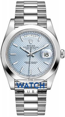 Buy this new Rolex Day-Date 40mm Platinum 228206 Ice Blue Diagonal Index mens watch for the discount price of &pound;65,170.00. UK Retailer.