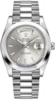 Buy this new Rolex Day-Date 40mm Platinum 228206 Silver Index mens watch for the discount price of £69,160.00. UK Retailer.