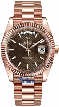 Buy this new Rolex Day-Date 40mm Everose Gold 228235 Chocolate Diagonal Index mens watch for the discount price of £48,375.00. UK Retailer.