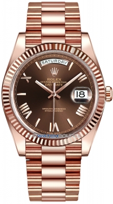 Buy this new Rolex Day-Date 40mm Everose Gold 228235 Chocolate Roman mens watch for the discount price of £48,375.00. UK Retailer.