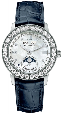 Buy this new Blancpain Leman Ladies Moonphase & Complete Calendar 34mm 2360-1991a-55b ladies watch for the discount price of £24,877.00. UK Retailer.