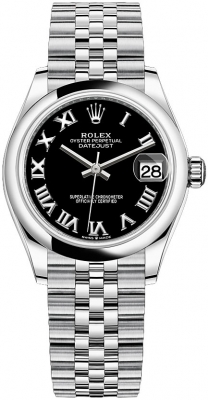 Buy this new Rolex Datejust 31mm Stainless Steel 278240 Black Roman Jubilee ladies watch for the discount price of £8,250.00. UK Retailer.