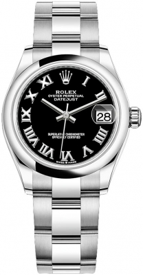 Buy this new Rolex Datejust 31mm Stainless Steel 278240 Black Roman Oyster ladies watch for the discount price of £8,050.00. UK Retailer.