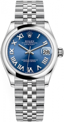 Buy this new Rolex Datejust 31mm Stainless Steel 278240 Blue Roman Jubilee ladies watch for the discount price of £7,345.00. UK Retailer.