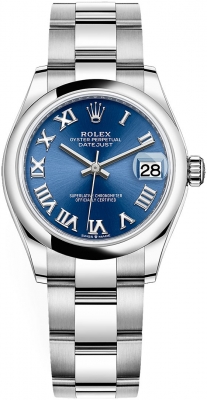 Buy this new Rolex Datejust 31mm Stainless Steel 278240 Blue Roman Oyster ladies watch for the discount price of £8,100.00. UK Retailer.