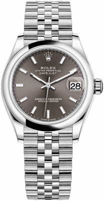 Buy this new Rolex Datejust 31mm Stainless Steel 278240 Dark Grey Index Jubilee ladies watch for the discount price of £8,250.00. UK Retailer.