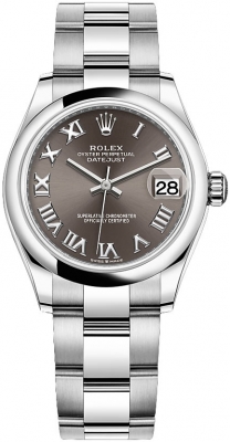 Buy this new Rolex Datejust 31mm Stainless Steel 278240 Dark Grey Roman Oyster ladies watch for the discount price of £8,050.00. UK Retailer.