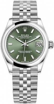 Buy this new Rolex Datejust 31mm Stainless Steel 278240 Mint Green Index Jubilee ladies watch for the discount price of £8,250.00. UK Retailer.