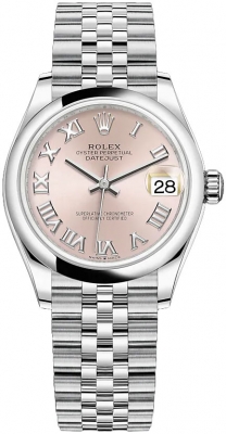 Buy this new Rolex Datejust 31mm Stainless Steel 278240 Pink Roman Jubilee ladies watch for the discount price of £8,250.00. UK Retailer.