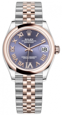 Buy this new Rolex Datejust 31mm Stainless Steel and Rose Gold 278241 Aubergine Roman VI Jubilee ladies watch for the discount price of £13,000.00. UK Retailer.