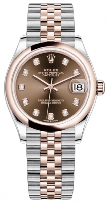 Buy this new Rolex Datejust 31mm Stainless Steel and Rose Gold 278241 Chocolate Diamond Jubilee ladies watch for the discount price of £13,500.00. UK Retailer.