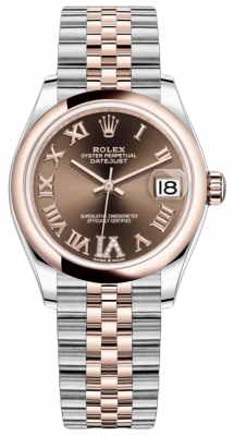 Buy this new Rolex Datejust 31mm Stainless Steel and Rose Gold 278241 Chocolate Roman VI Jubilee ladies watch for the discount price of £13,000.00. UK Retailer.