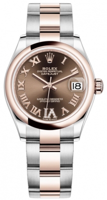 Rolex Datejust 31mm Stainless Steel and Rose Gold 278241 Chocolate Roman VI Oyster watch