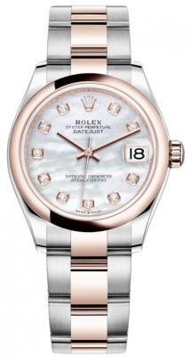 Buy this new Rolex Datejust 31mm Stainless Steel and Rose Gold 278241 MOP Diamond Oyster ladies watch for the discount price of £13,300.00. UK Retailer.