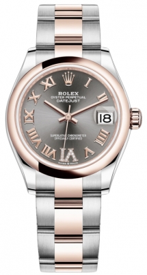 Buy this new Rolex Datejust 31mm Stainless Steel and Rose Gold 278241 Rhodium Roman VI Oyster ladies watch for the discount price of £12,400.00. UK Retailer.