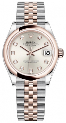 Buy this new Rolex Datejust 31mm Stainless Steel and Rose Gold 278241 Silver Diamond Jubilee ladies watch for the discount price of £13,500.00. UK Retailer.