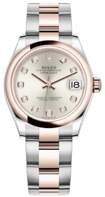 Rolex Datejust 31mm Stainless Steel and Rose Gold 278241 Silver Diamond Oyster watch