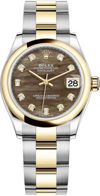 Rolex Datejust 31mm Stainless Steel and Yellow Gold 278243 Black MOP Diamond Oyster watch