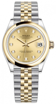 Buy this new Rolex Datejust 31mm Stainless Steel and Yellow Gold 278243 Champagne Diamond Jubilee ladies watch for the discount price of £13,600.00. UK Retailer.