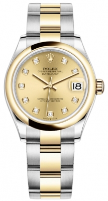 Rolex Datejust 31mm Stainless Steel and Yellow Gold 278243 Champagne Diamond Oyster watch