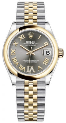 Buy this new Rolex Datejust 31mm Stainless Steel and Yellow Gold 278243 Grey VI Roman Jubilee ladies watch for the discount price of £13,100.00. UK Retailer.