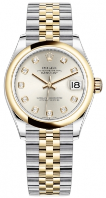 Buy this new Rolex Datejust 31mm Stainless Steel and Yellow Gold 278243 Silver Diamond Jubilee ladies watch for the discount price of £13,600.00. UK Retailer.