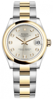 Buy this new Rolex Datejust 31mm Stainless Steel and Yellow Gold 278243 Silver Diamond Oyster ladies watch for the discount price of £13,400.00. UK Retailer.