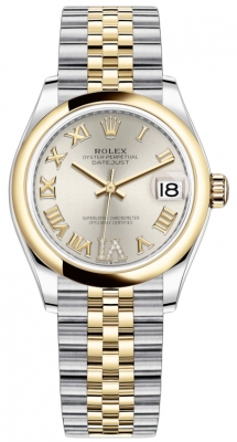 Buy this new Rolex Datejust 31mm Stainless Steel and Yellow Gold 278243 Silver VI Roman Jubilee ladies watch for the discount price of £13,100.00. UK Retailer.