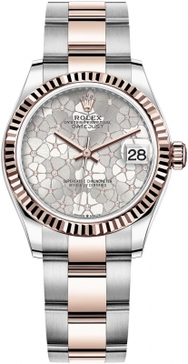 Buy this new Rolex Datejust 31mm Stainless Steel and Rose Gold 278271 Silver Floral Oyster ladies watch for the discount price of £14,550.00. UK Retailer.
