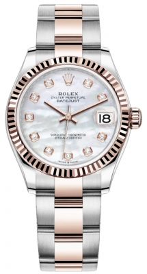 Buy this new Rolex Datejust 31mm Stainless Steel and Rose Gold 278271 MOP Diamond Oyster ladies watch for the discount price of £14,100.00. UK Retailer.