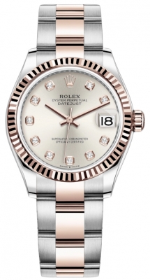 Rolex Datejust 31mm Stainless Steel and Rose Gold 278271 Silver Diamond Oyster watch