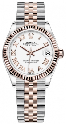 Buy this new Rolex Datejust 31mm Stainless Steel and Rose Gold 278271 White Roman Jubilee ladies watch for the discount price of £12,400.00. UK Retailer.