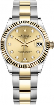 Rolex Datejust 31mm Stainless Steel and Yellow Gold 278273 Champagne Diamond Oyster watch