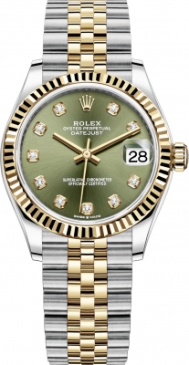 Rolex Datejust 31mm Stainless Steel and Yellow Gold 278273 Green Diamond Jubilee watch