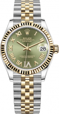 Rolex Datejust 31mm Stainless Steel and Yellow Gold 278273 Green VI Roman Jubilee watch