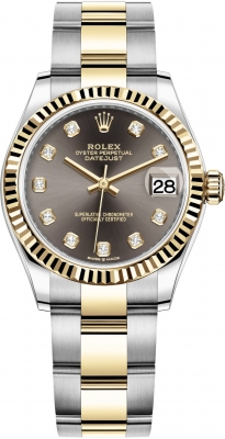 Buy this new Rolex Datejust 31mm Stainless Steel and Yellow Gold 278273 Grey Diamond Oyster ladies watch for the discount price of £12,062.00. UK Retailer.