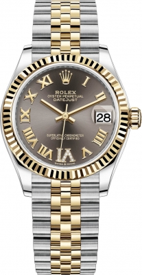 Buy this new Rolex Datejust 31mm Stainless Steel and Yellow Gold 278273 Grey VI Roman Jubilee ladies watch for the discount price of £13,300.00. UK Retailer.