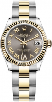 Buy this new Rolex Datejust 31mm Stainless Steel and Yellow Gold 278273 Grey VI Roman Oyster ladies watch for the discount price of £12,700.00. UK Retailer.