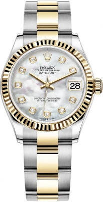 Buy this new Rolex Datejust 31mm Stainless Steel and Yellow Gold 278273 MOP Diamond Oyster ladies watch for the discount price of £13,100.00. UK Retailer.