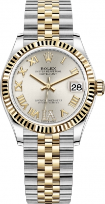Buy this new Rolex Datejust 31mm Stainless Steel and Yellow Gold 278273 Silver VI Roman Jubilee ladies watch for the discount price of £12,250.00. UK Retailer.
