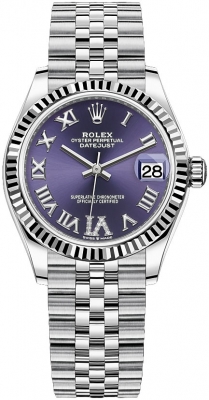 Buy this new Rolex Datejust 31mm Stainless Steel 278274 Aubergine VI Jubilee ladies watch for the discount price of £10,400.00. UK Retailer.