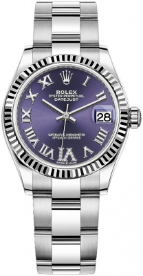 Buy this new Rolex Datejust 31mm Stainless Steel 278274 Aubergine VI Oyster ladies watch for the discount price of £9,700.00. UK Retailer.