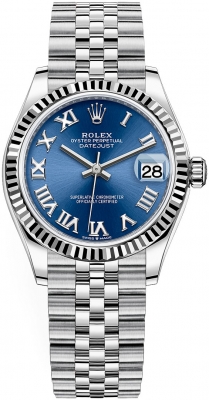 Buy this new Rolex Datejust 31mm Stainless Steel 278274 Blue Roman Jubilee ladies watch for the discount price of £8,900.00. UK Retailer.