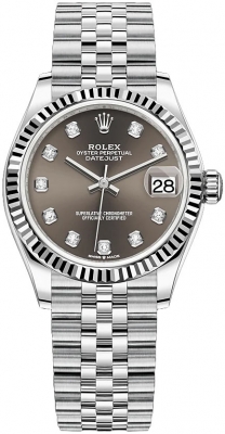 Buy this new Rolex Datejust 31mm Stainless Steel 278274 Dark Grey Diamond Jubilee ladies watch for the discount price of £10,900.00. UK Retailer.