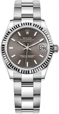 Buy this new Rolex Datejust 31mm Stainless Steel 278274 Dark Grey Index Oyster ladies watch for the discount price of £8,900.00. UK Retailer.