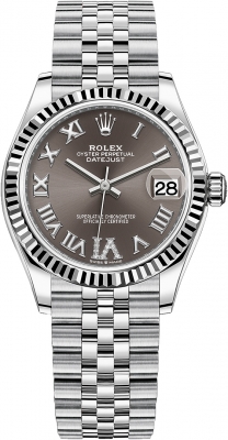 Buy this new Rolex Datejust 31mm Stainless Steel 278274 Dark Grey VI Jubilee ladies watch for the discount price of £10,400.00. UK Retailer.