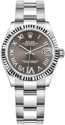 Buy this new Rolex Datejust 31mm Stainless Steel 278274 Dark Grey VI Oyster ladies watch for the discount price of £10,450.00. UK Retailer.